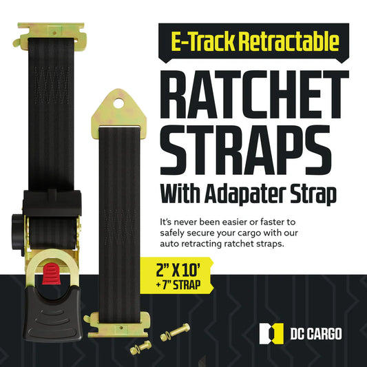 2" x 10 ft E track Retractable Ratchet Straps