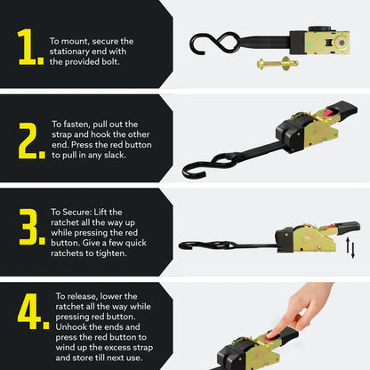 1 inch Bolt-On Retractable Ratchet Straps