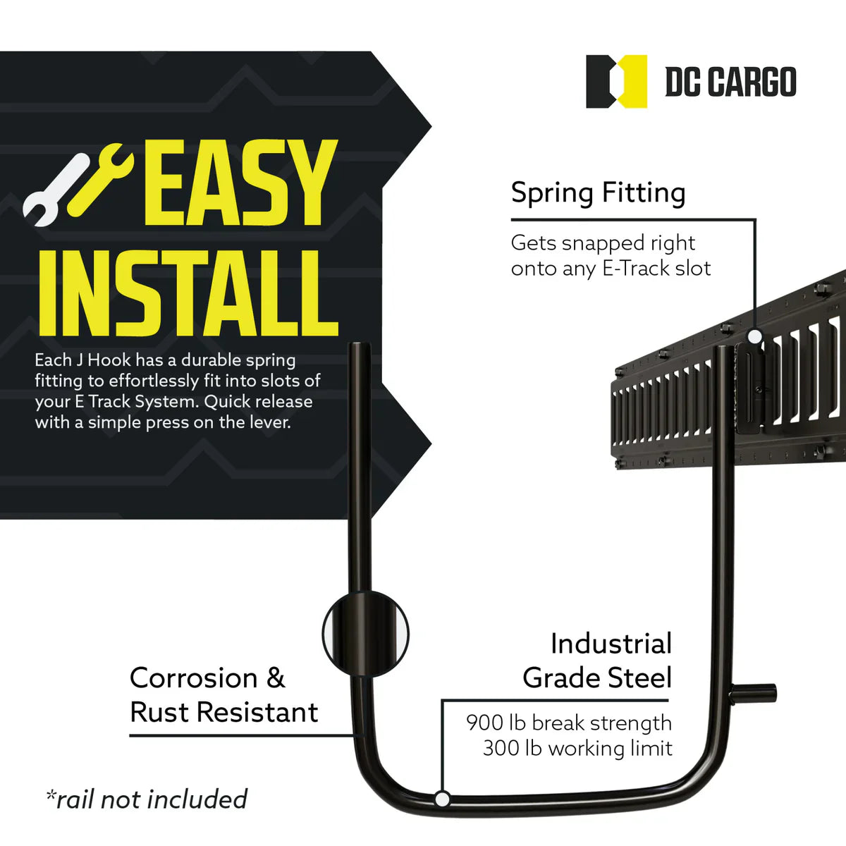Heavy-Duty 9" E track Large U-Hanger