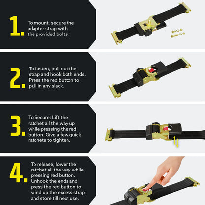 2" x 10 ft E track Retractable Ratchet Straps