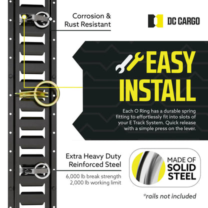 2" E-Track O-Ring Tie-Down, Heavy Duty - 2,000 lbs.