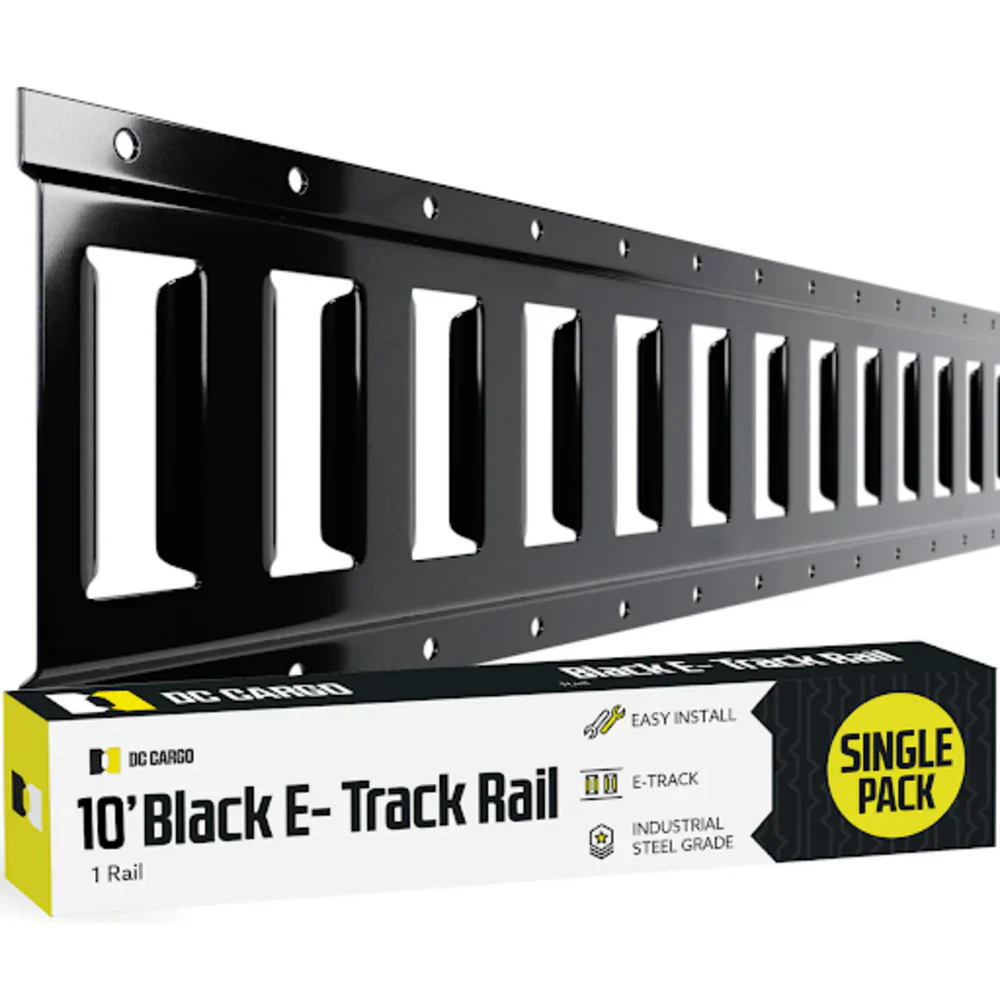 Black Powder-coated Horizontal E track Tie-down Rail