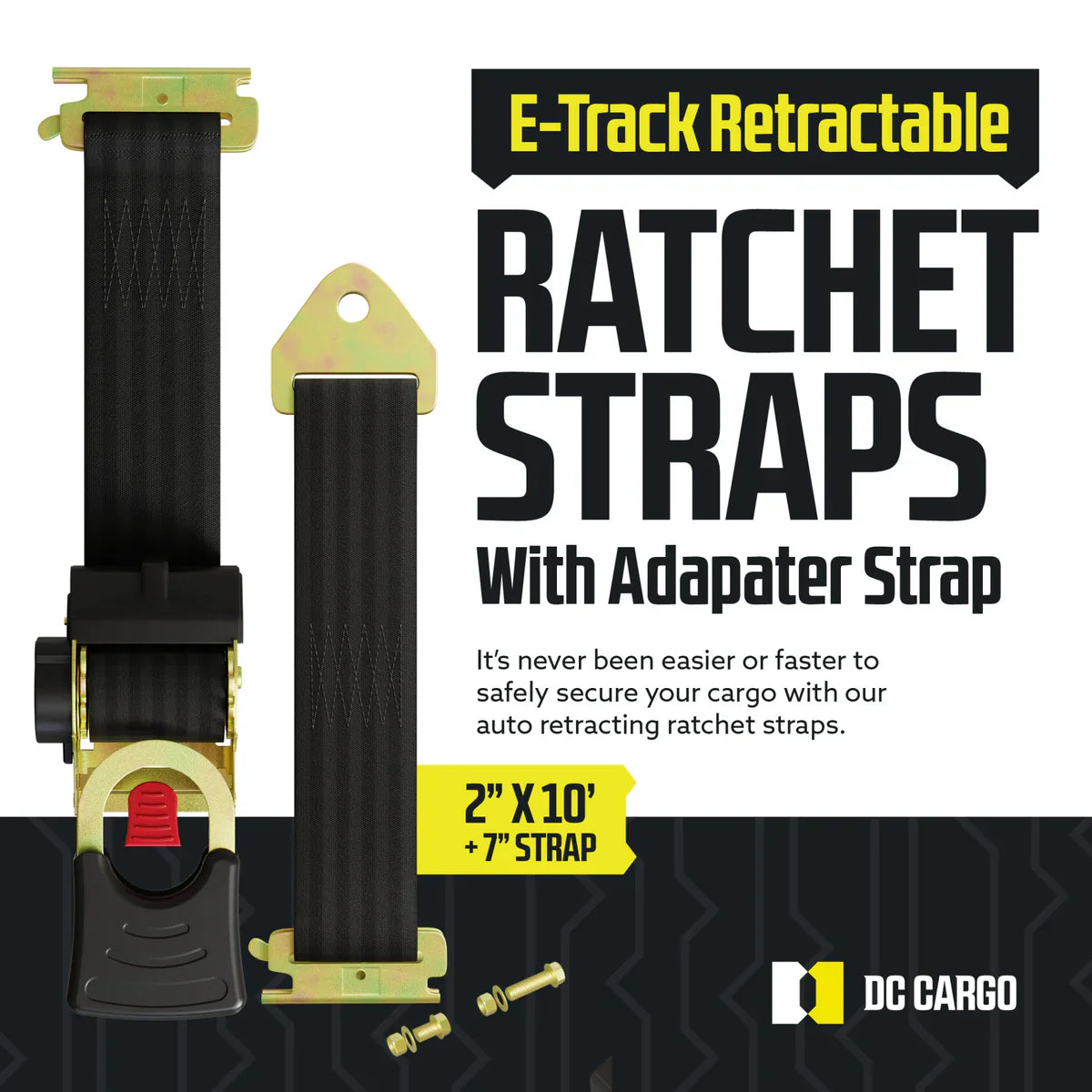 2" x 10 ft E track Retractable Ratchet Straps